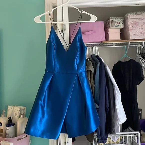 blue topshop dress Rent Topshop Tall Long Sleeve Riveria Occasion Dress In Blue main image 0